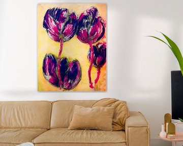 Purple pink tulips. by Ineke de Rijk