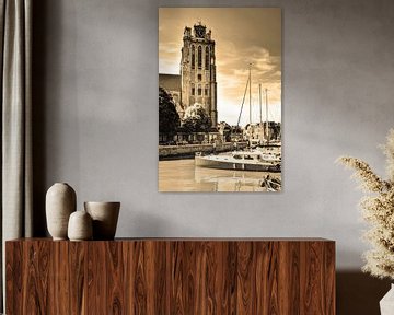 Église Notre-Dame de Dordrecht Pays-Bas Sépia