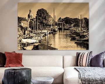 Haven van Dordrecht Nederland Sepia van Hendrik-Jan Kornelis