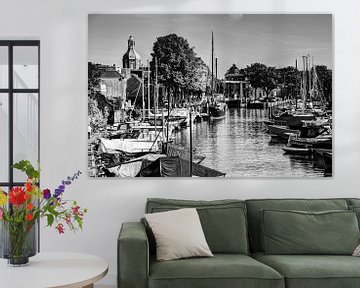 Port de Dordrecht Pays-Bas Noir et blanc