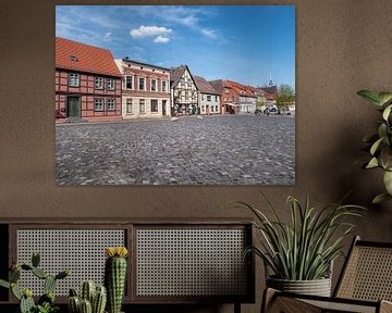 Huizen in de oude stad Röbel in het Mecklenburgse merengebied van Animaflora PicsStock