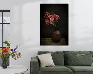 Still life with flowers:  Lilies in a Vase by Marjolein van Middelkoop