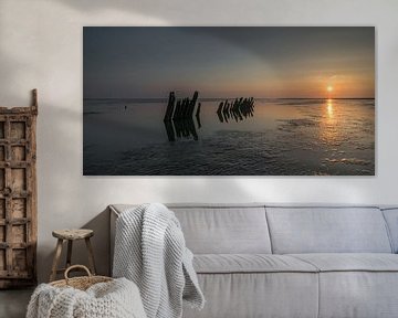 Zonsondergang boven de Waddenzee van Patrick Verhoef