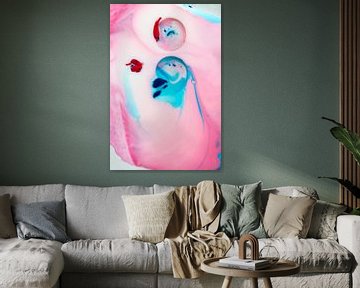 Abstract roze en blauw van Jeannine Van den Boer