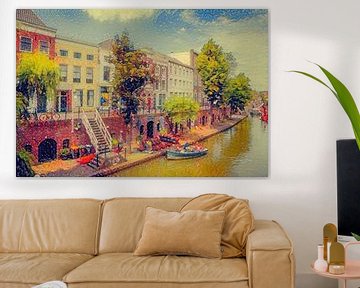 Impressionistische Malerei Utrecht Alte Gracht mit Werf Keller von Slimme Kunst.nl
