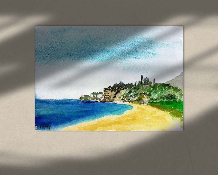 Beispiel: Strand, bei der Almyra Beach -  Elaiochorio - Griechenland -  Aquarell gemalt von VK (Veit Kessler)  von ADLER & Co / Caj Kessler