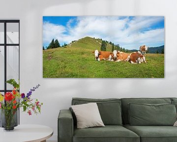 Kudde koeien bij Hirschhörnlkopf Opper-Beieren van Susanne Bauernfeind