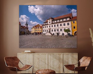 Marktplein met stadhuis in Hoyerswerda in Saksen van Animaflora PicsStock