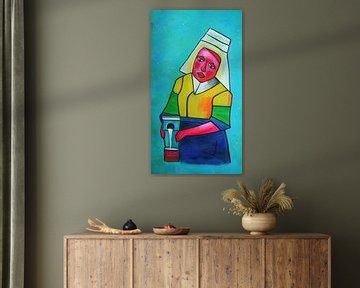 Abstract portret van het melkmeisje van Vermeer van Danielle Ducheine