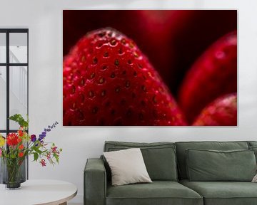 Macro shape sweet fresh and ripe fruit of strawberry by Dieter Walther