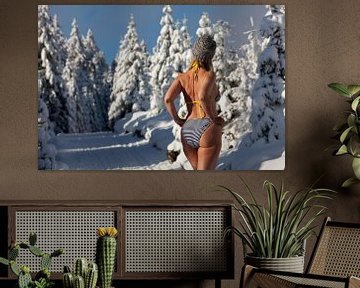 Wintershooting einmal anders (Hübsche Frau im Bikini in einer Winterlandschaft) von Vincent van Thom