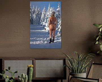 Hübsche junge Frau nackt in einer Winterlandschaft - erotische Aktfotografie von Vincent van Thom