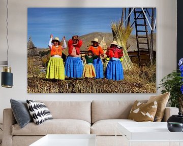 Uros Indians on island in Lake Titicaca Peru by Yvonne Smits