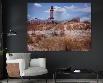 Paysage de dunes avec le phare de Warnemünde sur Animaflora PicsStock