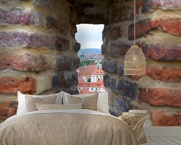 Uitzicht op de oude stad van Praag van Heiko Kueverling