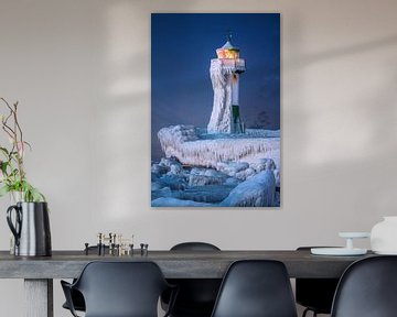 Lighthouse on the island of Rügen in winter. by Voss Fine Art Fotografie