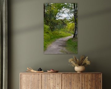 A spring green forest path in a dreamy atmosphere by Peter Bartelings