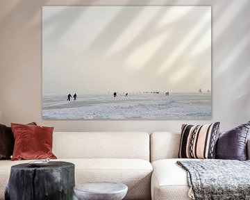 Skaters and ice sailors on the Gouwzee by Merijn van der Vliet