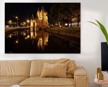 Amsterdamse Poort in Haarlem in the evening by Robert Gort