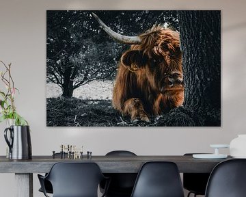 Portret Schotse Hooglander, Highland cow van Jeff.Framez