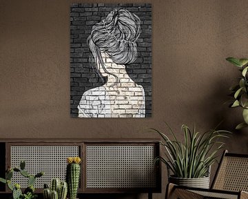 Mooi meisje met chignon graffiti van KalliDesignShop