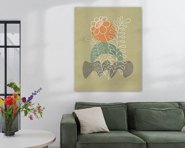 Minimalistisch design met een bloem en bladplanten van Tanja Udelhofen
