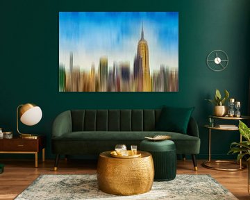 Abstracte skyline Manhattan New York van Arjen Roos