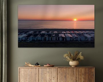 Sunset on the beach I Beach houses on the North Sea I Zandvoort, Noord-Holland I Drone photography by Floris Trapman