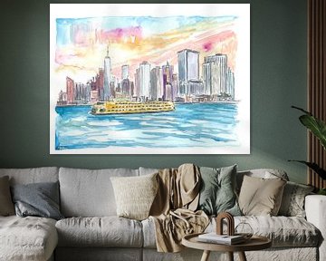 Staten Island veerboot met Manhattan skyline van Markus Bleichner