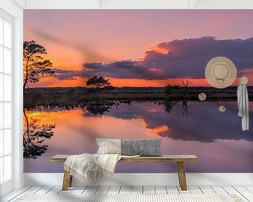 Panorama van een zonsondergang in Nationaal Park Dwingelderveld van Henk Meijer Photography