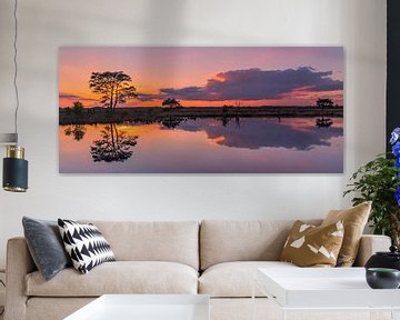 Panorama of a sunset in National Park Dwingelderveld by Henk Meijer Photography