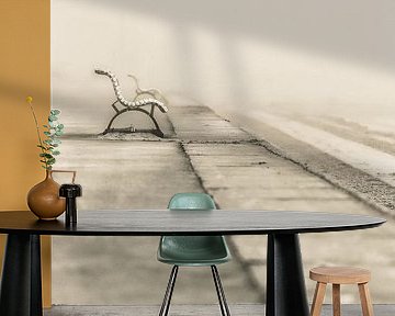 Een zitbank op de zeedijk in  Oostende