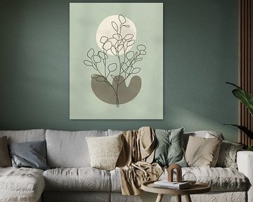 Paysage minimaliste avec un eucalyptus dans des couleurs claires sur Tanja Udelhofen