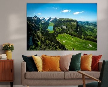 View of Lake Sämtis and the Appenzell Alps by Leo Schindzielorz