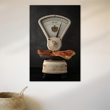Stilleven weegschaal met Buikspek