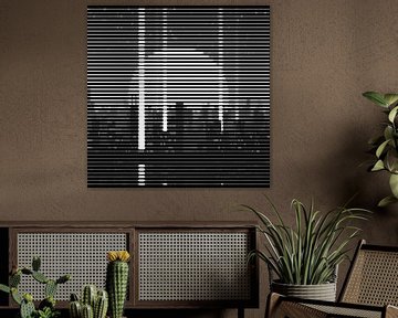 Abstract Cityscape met stads skyline in zwart wit