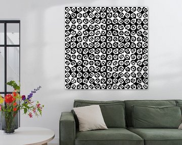 Abstract patroon in geometrische vormen in zwart wit van Maurice Dawson