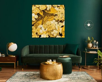 Digital Art Medium Bloemen Goud