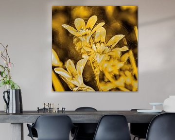 Digital Art Medium Blumen Gold