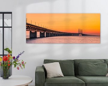Panorama van een zonsondergang bij de Oresund brug van Henk Meijer Photography