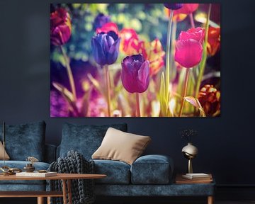 A colourful sea of flowers - atmospheric, colourful field of tulips - spring awakening by Jakob Baranowski - Photography - Video - Photoshop