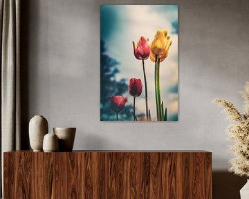 Stimmungsvolles, farbenfrohes Blumenmeer im Retro Look von Jakob Baranowski - Photography - Video - Photoshop