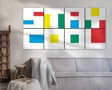 Geometrische vormen in rood blauw geel groen
