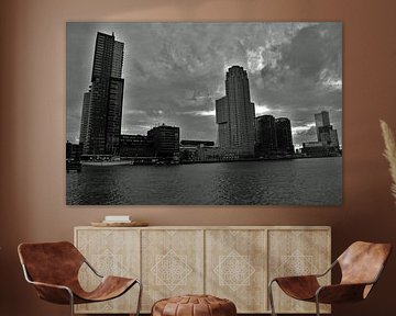 Rotterdam Wilhelminakade vanaf Katendrecht.