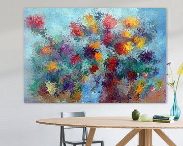 bloemen abstract en expressionistisch geschilderd van Paul Nieuwendijk