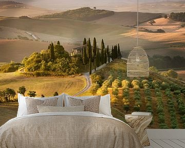 Mooi Toscane met Podere in het ochtendlicht. van Voss Fine Art Fotografie