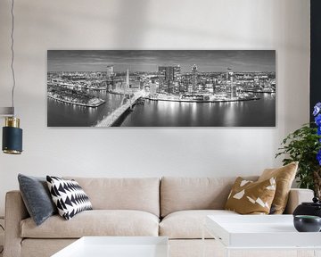 Black & White Panorama Rotterdam Skyline - Zalmhaventoren by Vincent Fennis