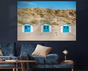 Strandhuisjes op het eiland Texel. van Ron van der Stappen