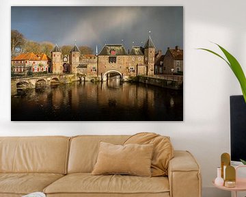 The coupling gate of Amersfoort with a rainbow by Bart Ros