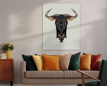 Wildebeest Porträt von Kirtah Designs